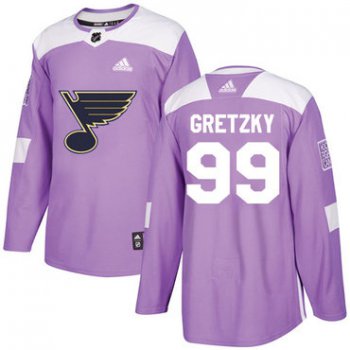 Adidas St. Louis Blues #99 Wayne Gretzky Purple Authentic Fights Cancer Stitched Youth NHL Jersey
