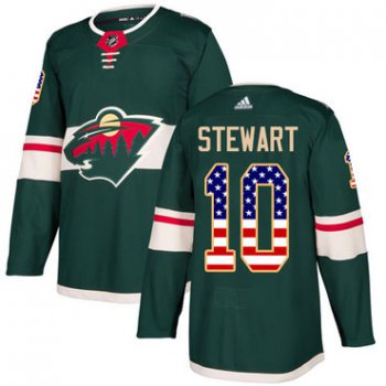 Adidas Minnesota Wild #10 Chris Stewart Green Home Authentic USA Flag Stitched Youth NHL Jersey