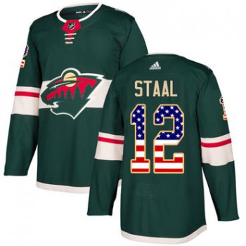 Adidas Minnesota Wild #12 Eric Staal Green Home Authentic USA Flag Stitched Youth NHL Jersey