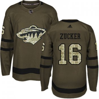 Adidas Minnesota Wild #16 Jason Zucker Green Salute to Service Stitched Youth NHL Jersey
