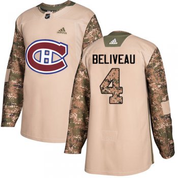 Adidas Montreal Canadiens #4 Jean Beliveau Camo Authentic 2017 Veterans Day Stitched Youth NHL Jersey