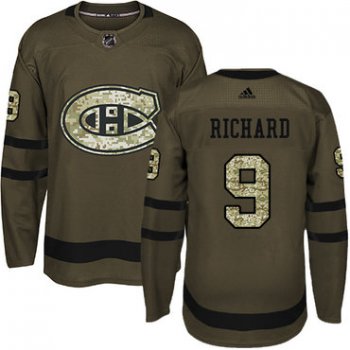 Adidas Montreal Canadiens #9 Maurice Richard Green Salute to Service Stitched Youth NHL Jersey