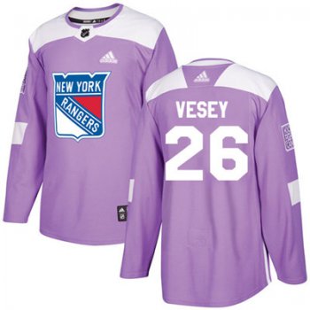 Adidas Detroit Rangers #26 Jimmy Vesey Purple Authentic Fights Cancer Stitched Youth NHL Jersey