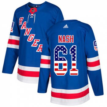 Adidas Detroit Rangers #61 Rick Nash Royal Blue Home Authentic USA Flag Stitched Youth NHL Jersey