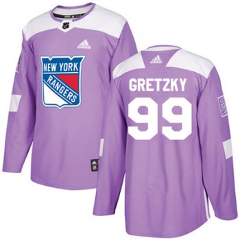 Adidas Detroit Rangers #99 Wayne Gretzky Purple Authentic Fights Cancer Stitched Youth NHL Jersey