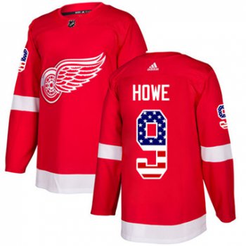 Adidas Detroit Red Wings #9 Gordie Howe Red Home Authentic USA Flag Stitched Youth NHL Jersey