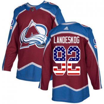 Adidas Avalanche #92 Gabriel Landeskog Burgundy Home Authentic USA Flag Stitched Youth NHL Jersey