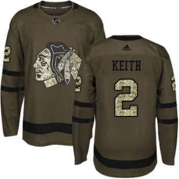 Adidas Blackhawks #2 Duncan Keith Green Salute to Service Stitched Youth NHL Jersey