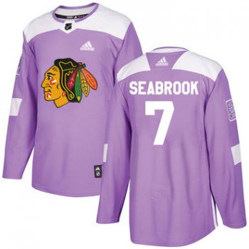 Adidas Blackhawks #7 Brent Seabrook Purple Authentic Fights Cancer Stitched Youth NHL Jersey