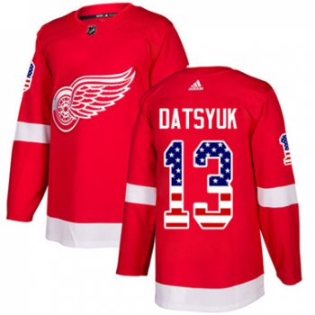 Adidas Detroit Red Wings #13 Pavel Datsyuk Red Home Authentic USA Flag Stitched Youth NHL Jersey