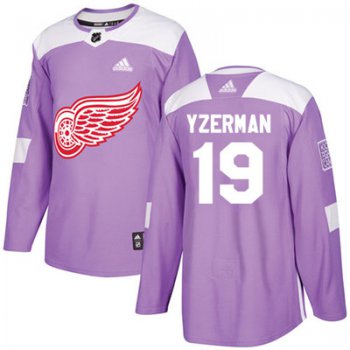 Adidas Detroit Red Wings #19 Steve Yzerman Purple Authentic Fights Cancer Stitched Youth NHL Jersey
