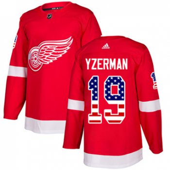 Adidas Detroit Red Wings #19 Steve Yzerman Red Home Authentic USA Flag Stitched Youth NHL Jersey