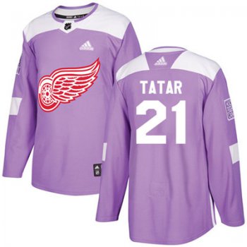 Adidas Detroit Red Wings #21 Tomas Tatar Purple Authentic Fights Cancer Stitched Youth NHL Jersey