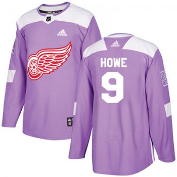 Adidas Detroit Red Wings #9 Gordie Howe Purple Authentic Fights Cancer Stitched Youth NHL Jersey