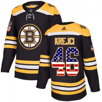 Adidas Bruins #46 David Krejci Black Home Authentic USA Flag Youth Stitched NHL Jersey