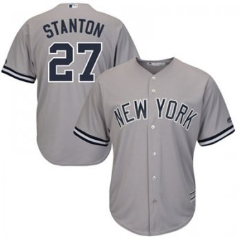 Youth New York Yankees #27 Giancarlo Stanton Grey Cool Base Stitched MLB Jersey