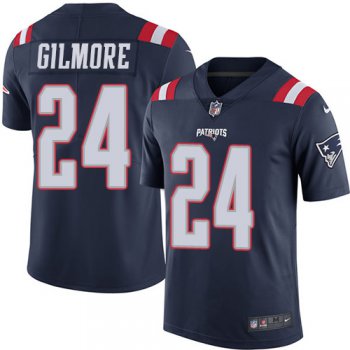 Youth Nike New England Patriots #24 Stephon Gilmore Navy Blue Stitched NFL Limited Rush Jersey