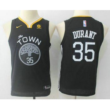 Youth Golden State Warriors #35 Kevin Durant Black 2017-2018 Nike Swingman Stitched NBA Jersey