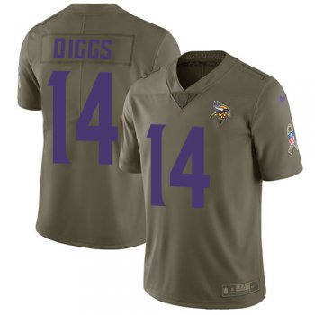 Youth Nike Minnesota Vikings #14 Stefon Diggs Olive Stitched NFL Limited 2017 Salute to Service Jersey