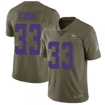 Youth Nike Minnesota Vikings #33 Dalvin Cook Olive Stitched NFL Limited 2017 Salute to Service Jersey