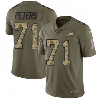 Youth Nike Philadelphia Eagles #71 Jason Peters Olive Camo Stitched NFL Limited 2017 Salute to Service Jersey