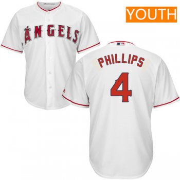 Youth Los Angeles Angels #4 Brandon Phillips White Home Stitched MLB Majestic Cool Base Jersey