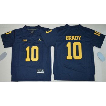 Youth Michigan Wolverines #10 Tom Brady Navy Blue Stitched NCAA Brand Jordan College Football Jersey