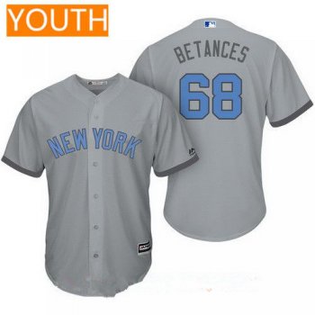 Youth New York Yankees #68 Dellin Betances Gray With Baby Blue Father's Day Stitched MLB Majestic Cool Base Jersey