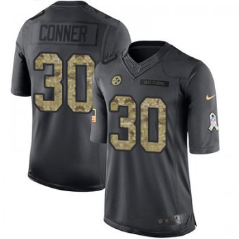 Youth Nike Steelers #30 James Conner Black Stitched NFL Limited 2016 Salute to Service Jersey