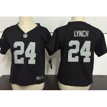 Toddler Oakland Raiders #24 Marshawn Lynch Black Team Color Stitched NFL Nike Game Jersey
