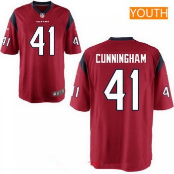Youth 2017 NFL Draft Houston Texans #41 Zach Cunningham Red Team Color Stitched NFL Nike Game Jersey