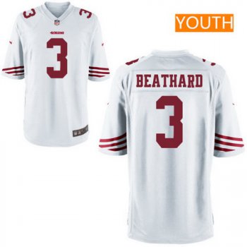 Youth 2017 NFL Draft San Francisco 49ers #3 C. J. Beathard White Road Stitched NFL Nike Game Jersey