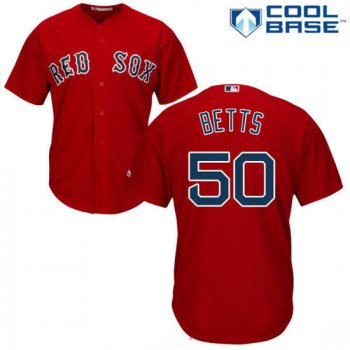 Youth Boston Red Sox #50 Mookie Betts Red Stitched MLB Majestic Cool Base Jersey