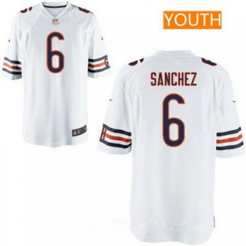 Youth Chicago Bears #6 Mark Sanchez White Road Stitched NFL Nike Game Jersey
