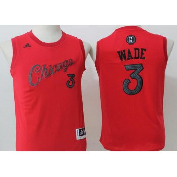 Youth Chicago Bulls #3 Dwyane Wade adidas Red 2016 Christmas Day Stitched NBA Swingman Jersey