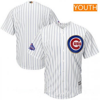 Youth Chicago Cubs Blank White World Series Champions Gold Stitched MLB Majestic 2017 Cool Base Jersey