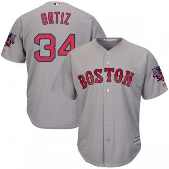 Youth Boston Red Sox #34 David Ortiz Gray Road Stitched MLB Majestic Cool Base Jersey with Retirement Patch