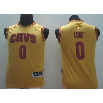 Youth Cleveland Cavaliers #0 Kevin Love Yellow 2016 The NBA Finals Patch Jersey