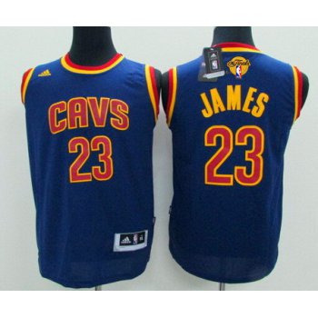 Youth Cleveland Cavaliers #23 LeBron James Navy Blue 2016 The NBA Finals Patch Jersey