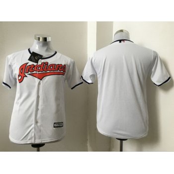 Youth Cleveland Indians Blank White Home Stitched MLB Majestic Cool Base Jersey