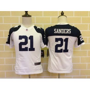 Youth Dallas Cowboys #21 Deion Sanders White Thanksgiving Retired Player NFL Nike Game Jersey