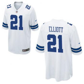 Youth Dallas Cowboys #21 Ezekiel Elliott Nike White 2016 Draft Pick Game Jersey