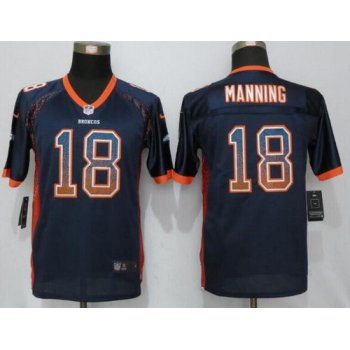 Youth Denver Broncos #18 Peyton Manning Navy Blue Drift Fashion Stitched Nike NFL Football Jersey