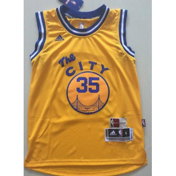 Youth Golden State Warriors #35 Kevin Durant Yellow The City Swingman Basketball Jersey