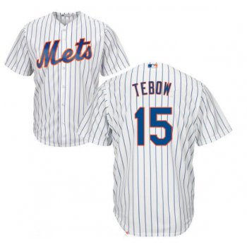 Youth New York Mets #15 Tim Tebow White Home Stitched MLB Majestic Cool Base Jersey