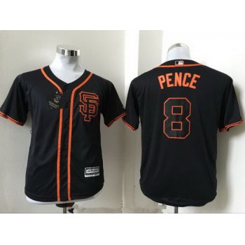 Youth San Francisco Giants #8 Hunter Pence Black SF Stitched MLB Majestic Cool Base Jersey