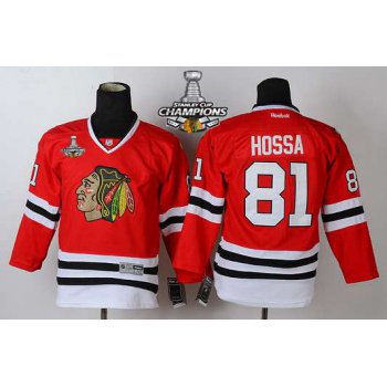 Chicago Blackhawks #81 Marian Hossa Red Kids Jersey W/2015 Stanley Cup Champion Patch