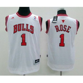Youth Chicago Bulls #1 Derrick Rose White Jersey