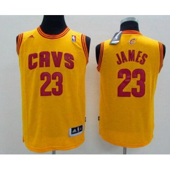 Youth Cleveland Cavaliers #23 LeBron James Yellow Jersey