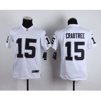 Youth Oakland Raiders #15 Michael Crabtree Nike White Game Jersey